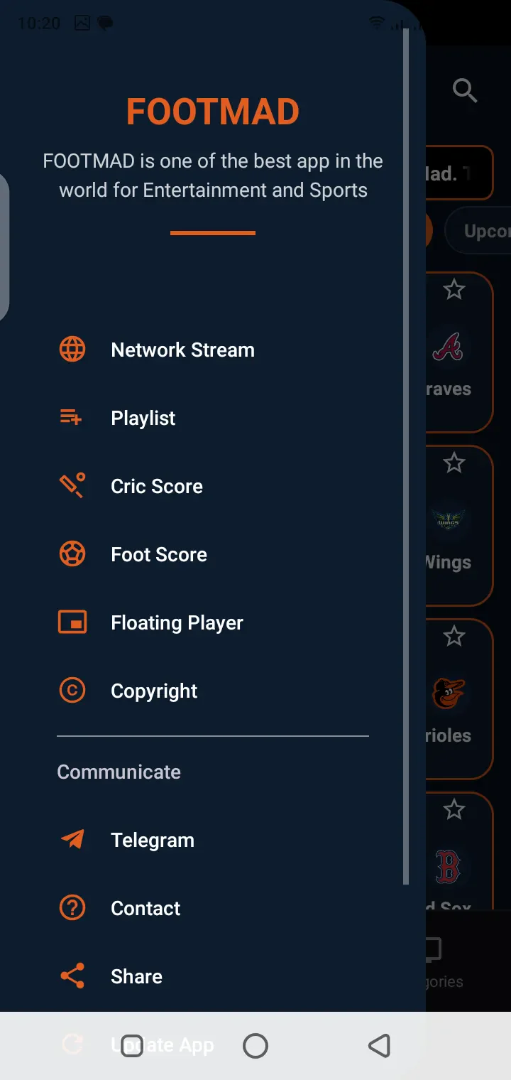 Footmad APK football matches interface